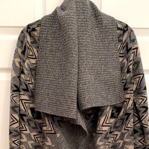 Torn by Ronny Kobo Gray Printed Wool Drape Sweater